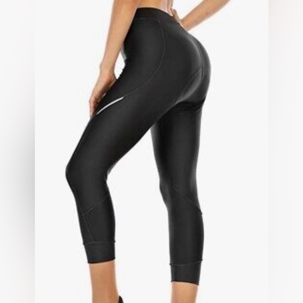 NWT 4ucycling Womens 3/4 Bicycle Pants Leggings Cycling Padded Reflector